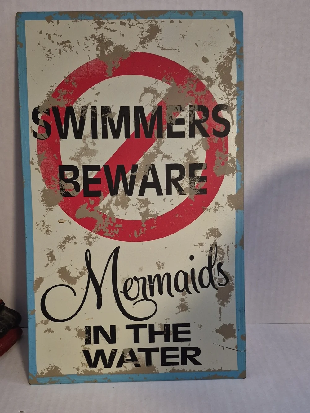 Mermaids in the Water Wall Sign - Red, Black & Blue Trim